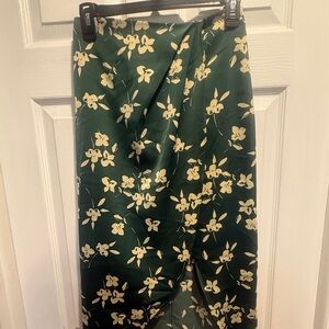 Urban Outfitters Dark Green Floral High Low Skirt